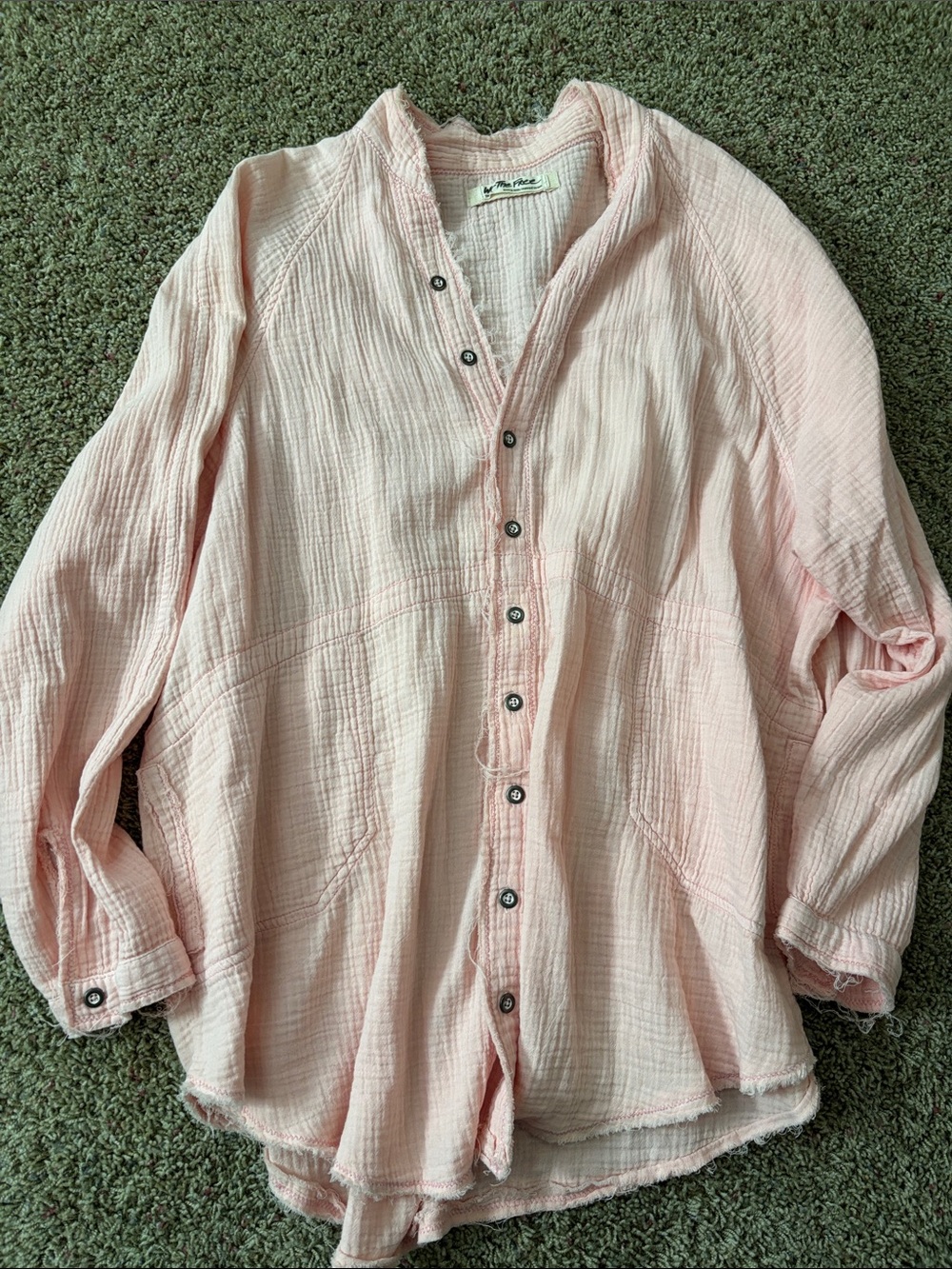 Free People We The Free Pink Summer Daydream Buttondown Sz Small